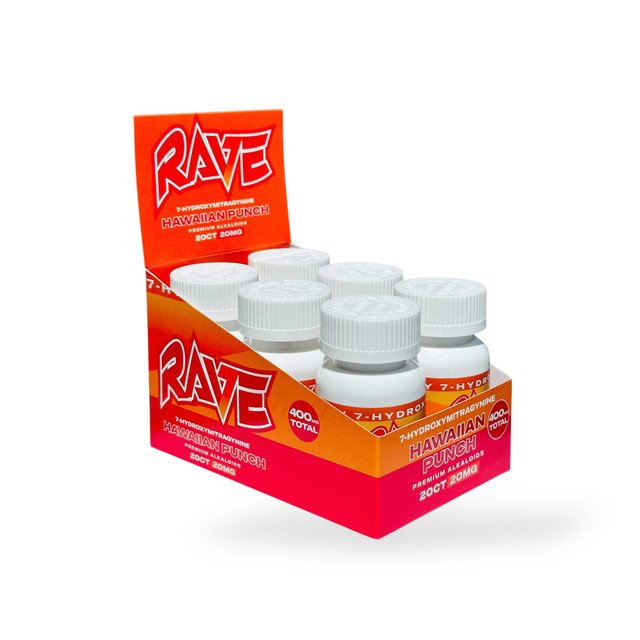 Rave Chewable 7OH Kratom Extract Tablets Hawaiian Punch 400mg 20ct 2
