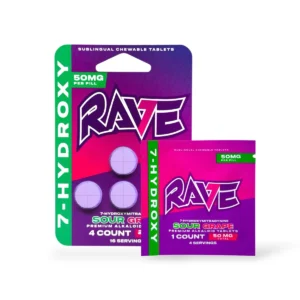 rave 7 hydroxy sublingual chewable tablets sour grape 50mg per tablet set 82455