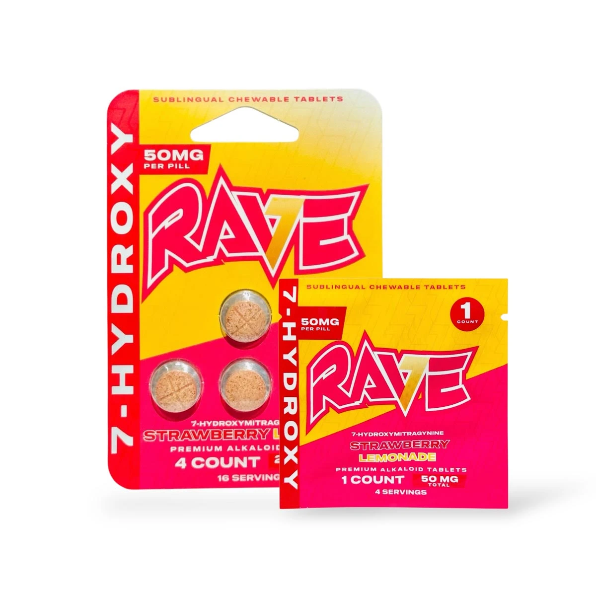 rave 7 hydroxy sublingual chewable tablets strawberry lemonade 50mg per tablet set 48529 rave 7 hydroxy sublingual chewable tablets strawberry lemonade 50mg per tablet set 48529