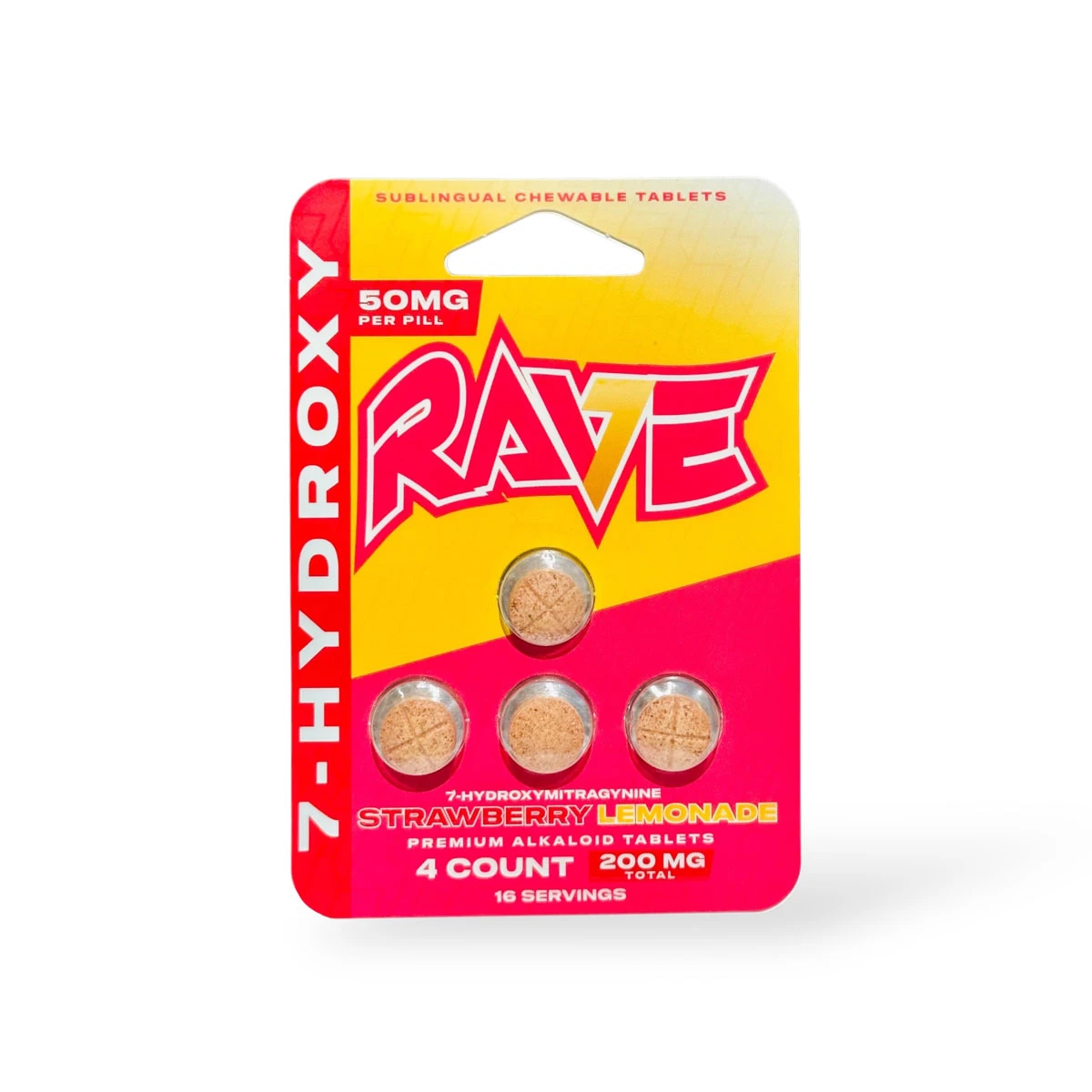rave 7 hydroxy sublingual chewable tablets strawberry lemonade 50mg per tablet 85459 rave 7 hydroxy sublingual chewable tablets strawberry lemonade 50mg per tablet 85459
