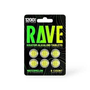rave kratom alkaloid chewable tablets watermelon 200mg 6ct 07419