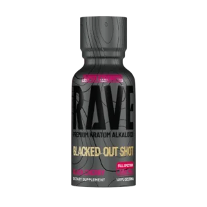 rave kratom blackedout blackcherry bottle