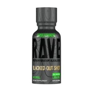 rave kratom blackedout natural bottle