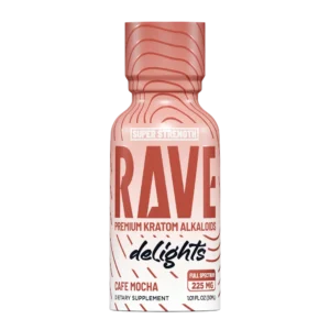 rave kratom delights cafemocha bottle