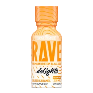 rave kratom delights saltedcaramel bottle